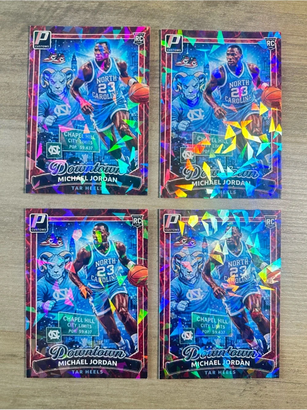 Michael Jordan Rookie Lot of (4) Downtown Holo Novelty Cards. North Carolina.